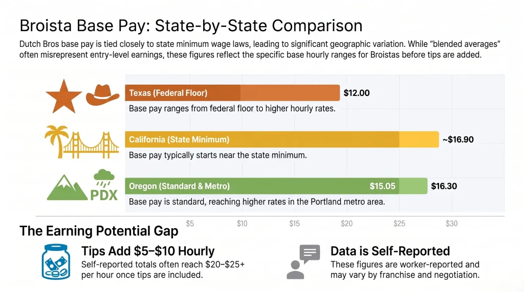 Dutch Bros broista pay by state 2026