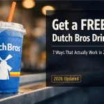 Get a FREE Dutch Bros drink in 2026 - Blue frozen Dutch Bros cup with tips on how to get free drinks using rewards